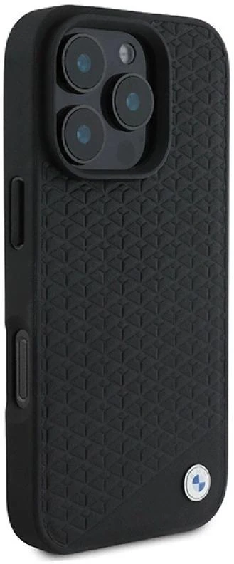 BMW BMHMP16X23RDDK Apple iPhone 16 Pro Max 6.9″ juodos spalvos kietas dėklas Sign Leather Diamond Metal Logo MagSa