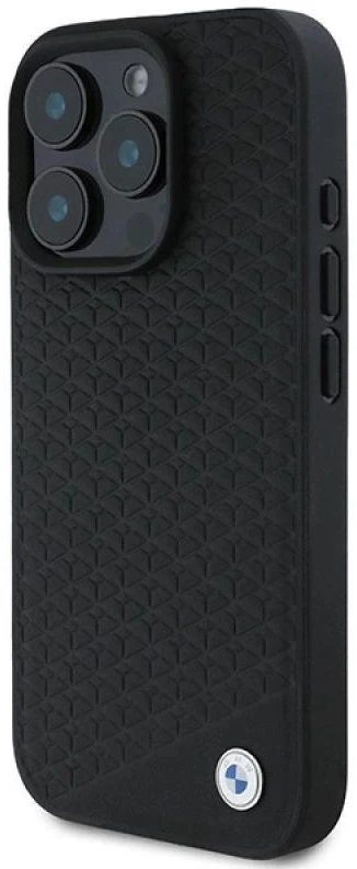 BMW BMHMP16X23RDDK Apple iPhone 16 Pro Max 6.9″ juodos spalvos kietas dėklas Sign Leather Diamond Metal Logo MagSa