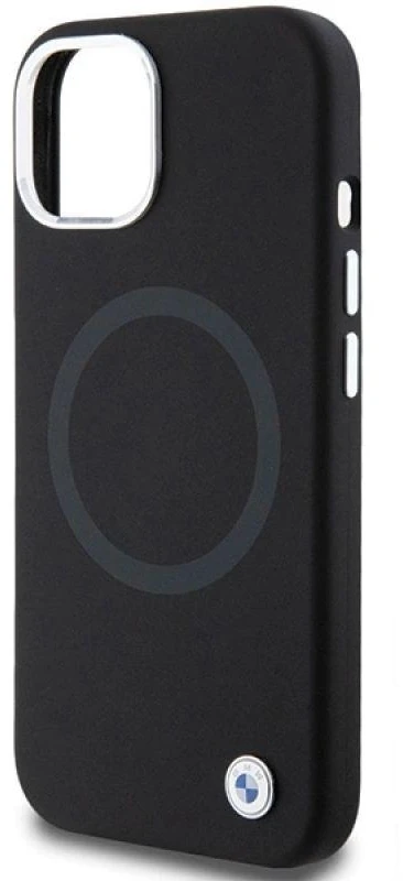 Dėklas BMW BMHMP15SSILBK2 Apple iPhone 15 14 13 6.1″ juodos spalvos Signature Liquid Silicone MagSafe