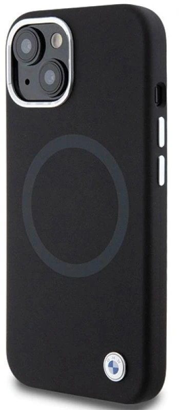 Dėklas BMW BMHMP15SSILBK2 Apple iPhone 15 14 13 6.1″ juodos spalvos Signature Liquid Silicone MagSafe