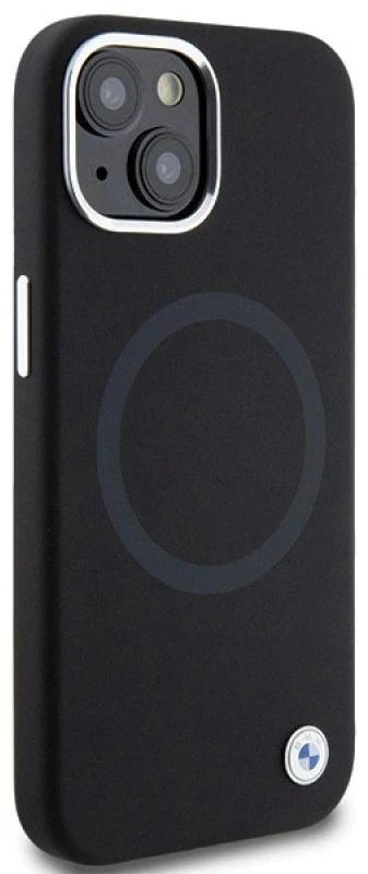Dėklas BMW BMHMP15SSILBK2 Apple iPhone 15 14 13 6.1″ juodos spalvos Signature Liquid Silicone MagSafe