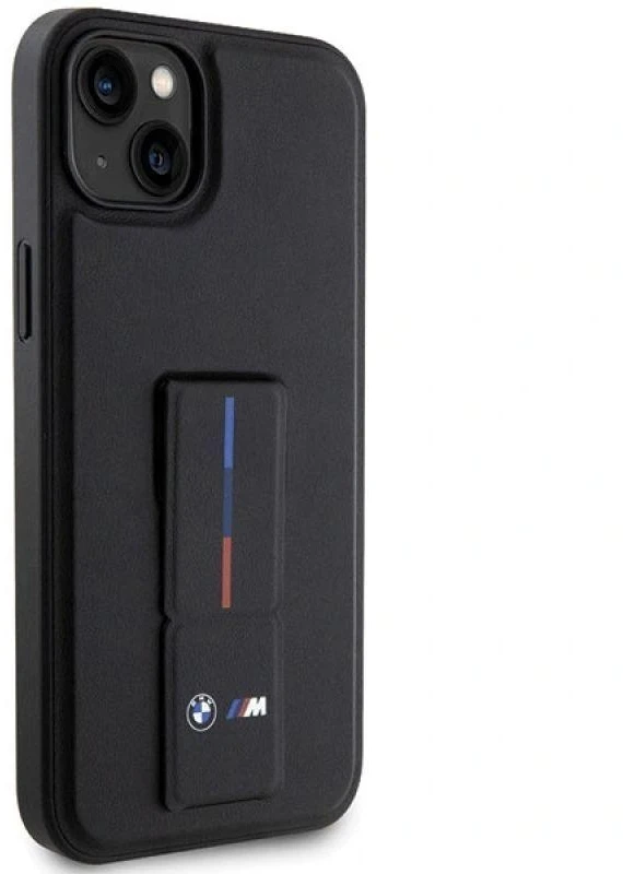Dėklas BMW BMHCP14S22GSLK Apple iPhone 14 / 15 / 13 6.1″ juodos spalvos kietas dėklas Grip Hot Stamp