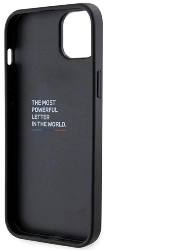 Dėklas BMW BMHCP14S22GSLK Apple iPhone 14 / 15 / 13 6.1″ juodos spalvos kietas dėklas Grip Hot Stamp