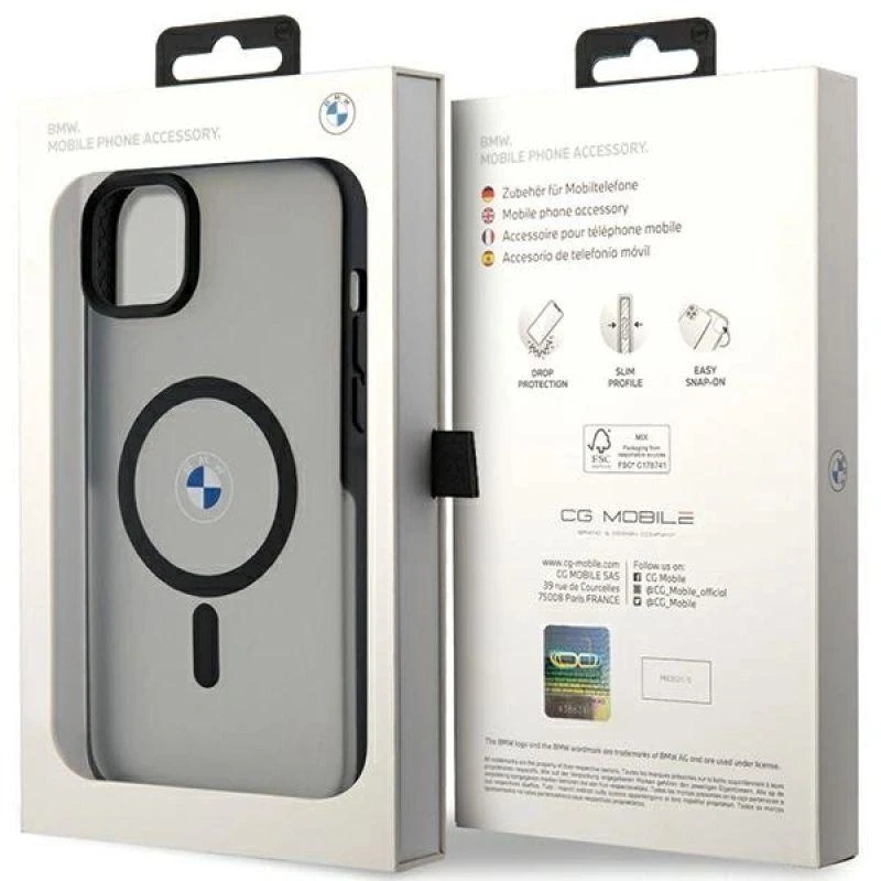 Dėklas BMW BMHMP14MDSLK Apple iPhone 14 Plus / 15 Plus 6.7″ juodos spalvos kietas dėklas Signature MagSafe