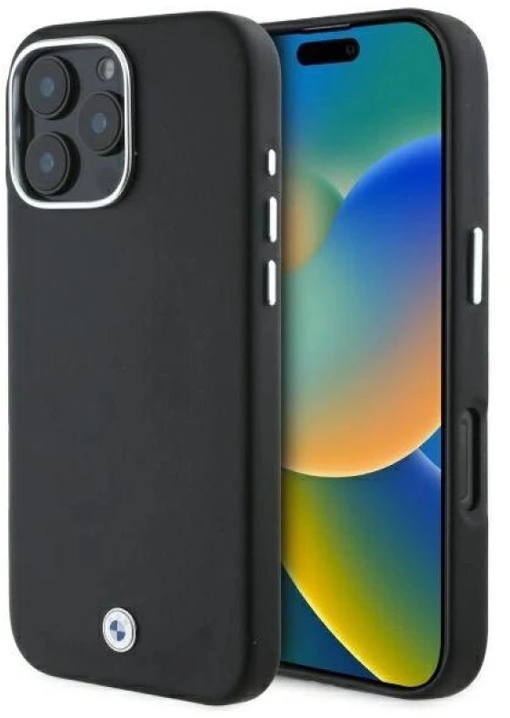 BMW BMHMP16X23 PUFWK Apple iPhone 16 Pro Max 6.9″ juodos spalvos kietas dėklas Sign Full Wrapped Metal MagSafe