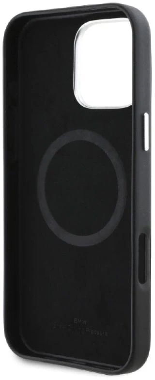 BMW BMHMP16X23 PUFWK Apple iPhone 16 Pro Max 6.9″ juodos spalvos kietas dėklas Sign Full Wrapped Metal MagSafe