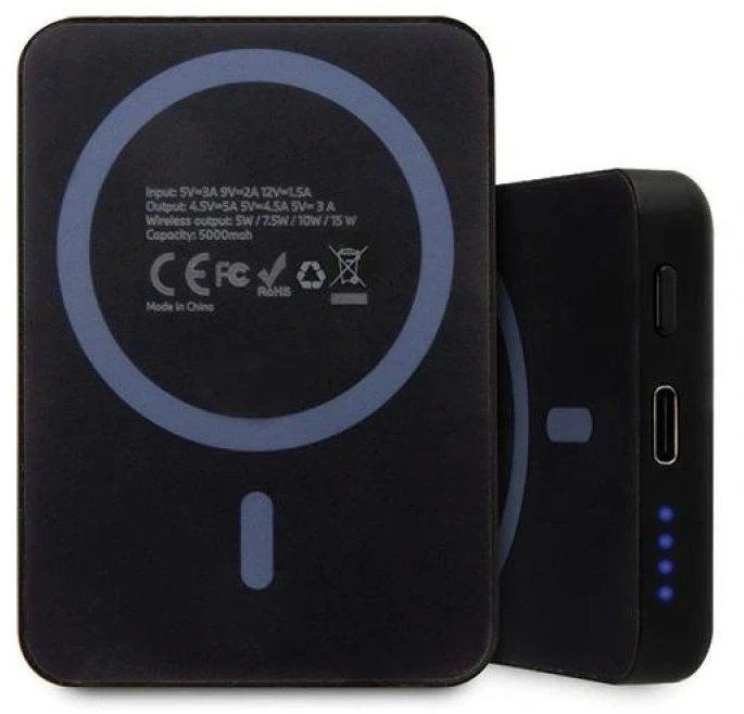BMW Powerbank inductive BMPBMS5K22PGVK 15W 5000mAh + kabelis juodos spalvos M Collection MagSafe