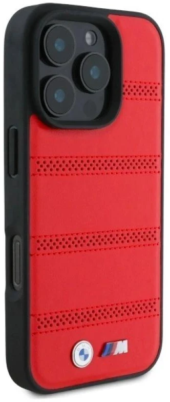 Dėklas BMW BMHMP16X23PUSPR Apple iPhone 16 Pro Max 6.9" raudona/raudona M perforuota ir susiūta linija MagSafe