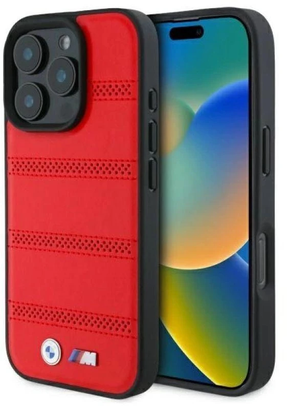 Dėklas BMW BMHMP16X23PUSPR Apple iPhone 16 Pro Max 6.9" raudona/raudona M perforuota ir susiūta linija MagSafe