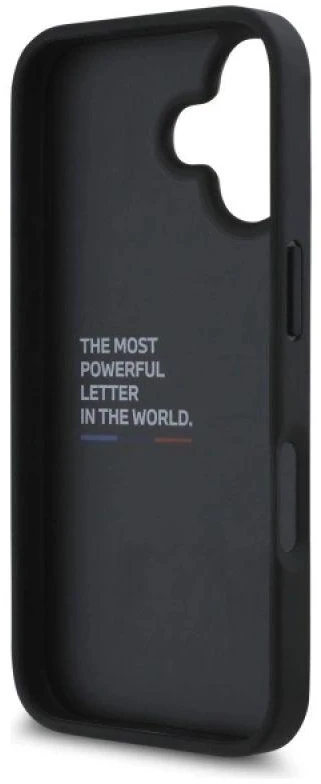 BMW BMHCP16SGSPCCK Apple iPhone 16 6.1″ juodos spalvos kietas dėklas M Grip Stand Smooth and Carbon