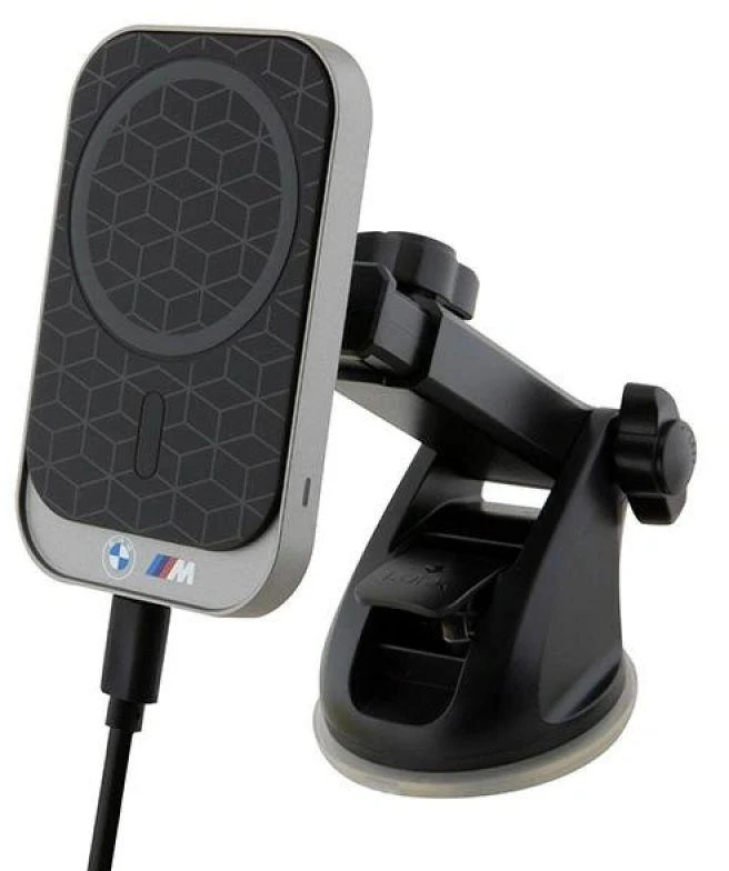 BMW indukcinis laikiklis BMMWCCMPGPK 15W prietaisų skydeliui / priekiniam stiklui / ventiliacijos angai juodos spalvos MagSafe M Edition