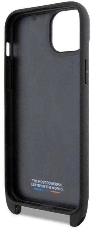Dėklas BMW BMHCP15M23 PSVTK Apple iPhone 15 Plus 14 Plus 6.7″ juodos spalvos kietas dėklas M Edition Carbon Tricolo