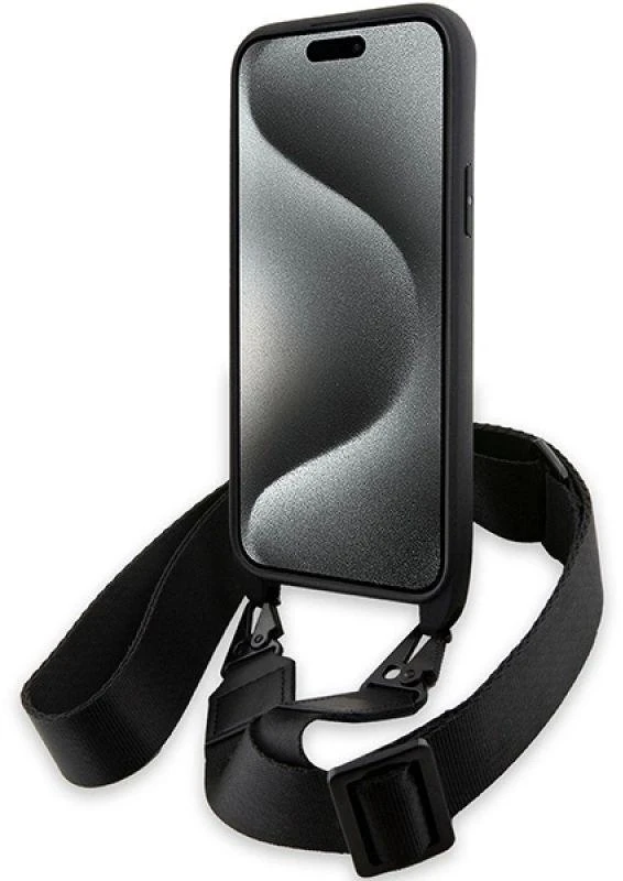 Dėklas BMW BMHCP15S23PSCCK Apple iPhone 15 / 14 / 13 6.1″ juodos spalvos hardcase M Edition Carbon Stripe & Strap