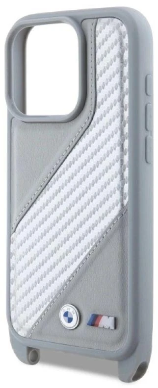 BMW BMHCP16X23PSCCG Apple iPhone 16 Pro Max 6.9" pilkas kietas dėklas M Edition Carbon Stripe & Strap