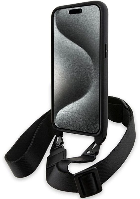 Dėklas BMW BMHCP15X23PSCCK Apple iPhone 15 Pro Max 6.7″ juodos spalvos hardcase M Edition Carbon Stripe & Strap