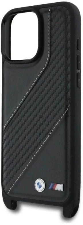 Dėklas BMW BMHCP16X23PSCCK Apple iPhone 16 Pro Max 6.9″ juodos spalvos hardcase M Edition Carbon Stripe & Strap