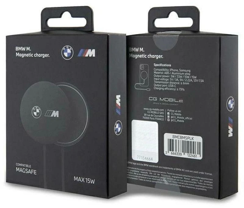 BMW indukcinis įkroviklis BMCBMSPLK 15W MagSafe juodos spalvos M Edition
