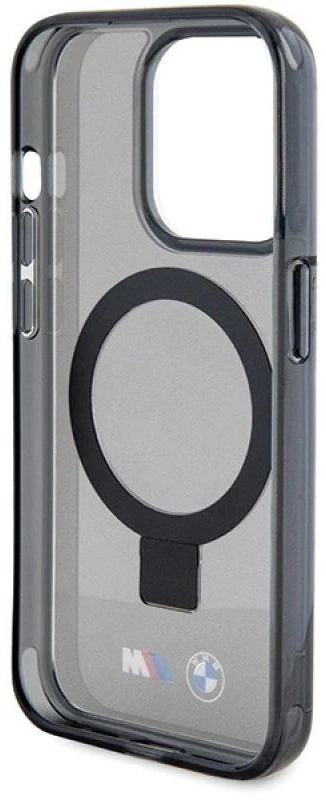 Dėklas BMW BMHMP15LURSK Apple iPhone 15 Pro 6.1″ juodos spalvos kietas dėklas Ring Stand M Collection MagSafe