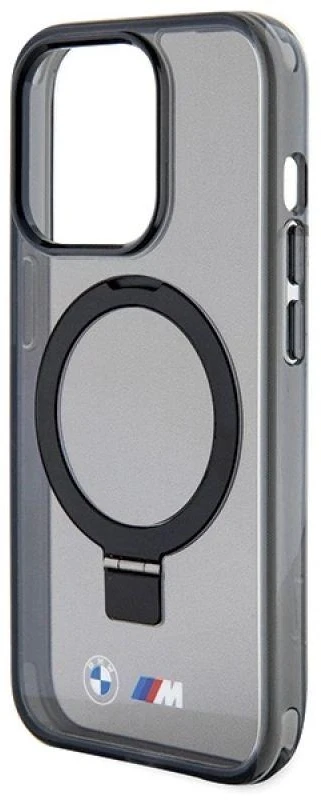 Dėklas BMW BMHMP15LURSK Apple iPhone 15 Pro 6.1″ juodos spalvos kietas dėklas Ring Stand M Collection MagSafe