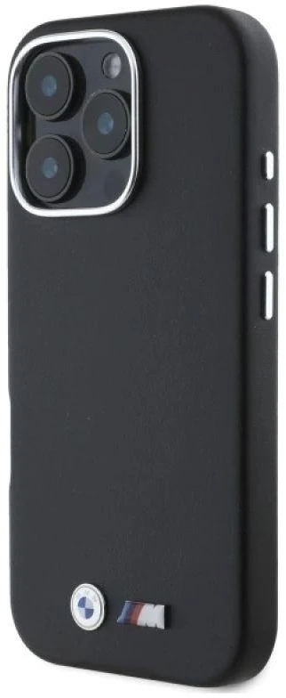 BMW BMHMP16L23 PMWK Apple iPhone 16 Pro 6.3″ juodos spalvos kietas dėklas M Smooth Full Wrapped Metal MagSafe