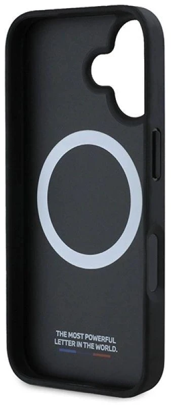 BMW BMHMP16S23 PUPDG Apple iPhone 16 6.1″ pilkas kietas dėklas M Perforated Tricolor Line MagSafe