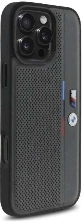 BMW BMHCP16L23 PUPVA Apple iPhone 16 Pro 6.3″ anthracite kietas dėklas M Perforated Tricolor Detail Line