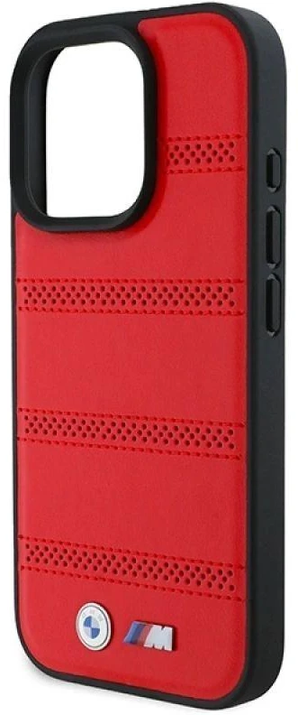BMW BMHMP16L23 PUSPR Apple iPhone 16 Pro 6.3″ red kietas dėklas M Perforated And Stitched Line MagSafe