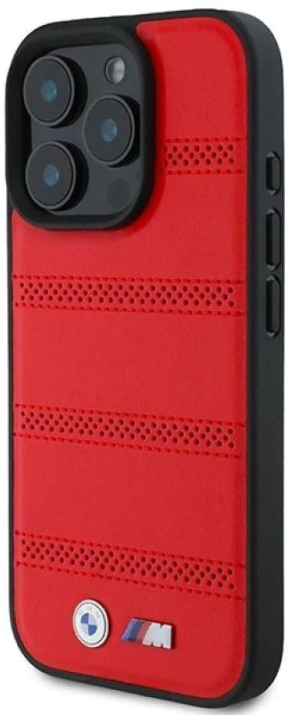 BMW BMHMP16L23 PUSPR Apple iPhone 16 Pro 6.3″ red kietas dėklas M Perforated And Stitched Line MagSafe