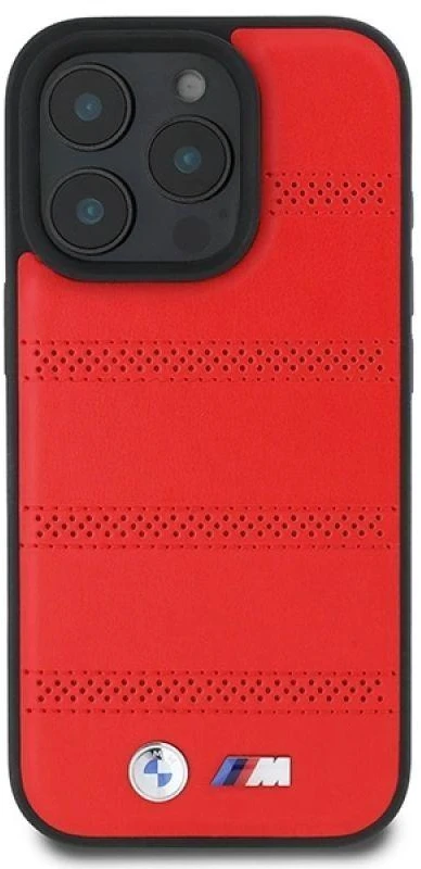 BMW BMHMP16L23 PUSPR Apple iPhone 16 Pro 6.3″ red kietas dėklas M Perforated And Stitched Line MagSafe