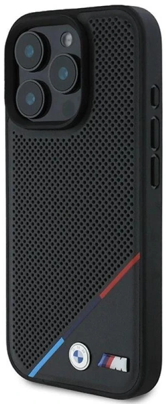 BMW BMHMP16L23 PUPDK Apple iPhone 16 Pro 6.3″ juodos spalvos kietas dėklas M Perforated Tricolor Line MagSafe