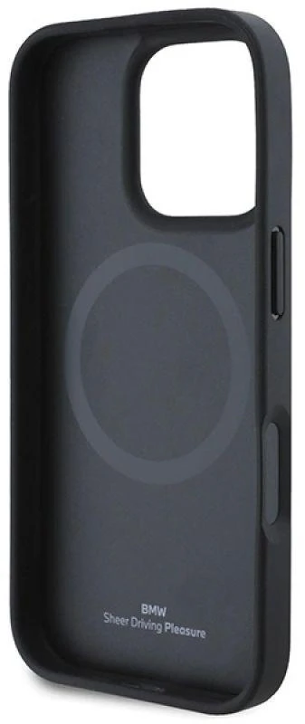 BMW BMHMP16L23 PUPDK Apple iPhone 16 Pro 6.3″ juodos spalvos kietas dėklas M Perforated Tricolor Line MagSafe