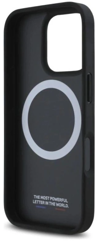 BMW BMHMP16L23 PUCPK Apple iPhone 16 Pro 6.3″ juodos spalvos kietas dėklas M Perforated Twisted Line MagSafe