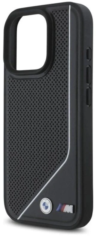 BMW BMHMP16L23 PUCPK Apple iPhone 16 Pro 6.3″ juodos spalvos kietas dėklas M Perforated Twisted Line MagSafe