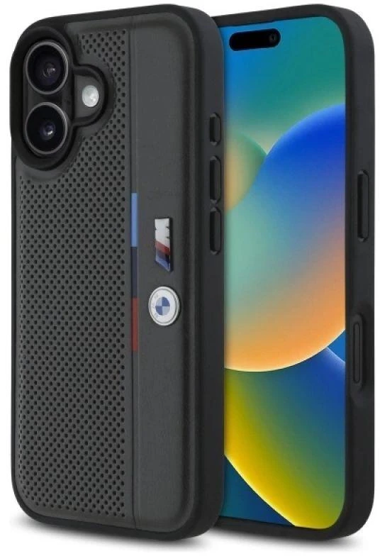 BMW BMHCP16S23 PUPVA Apple iPhone 16 6.1″ anthracite kietas dėklas M Perforated Tricolor Detail Line