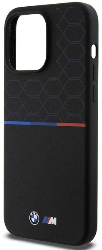 BMW BMHMP15X22SMPK Apple iPhone 15 Pro Max 6.7″ juodos spalvos kietas dėklas M Silicone Pattern MagSafe