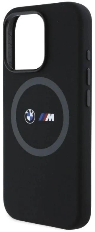 BMW BMHMP16X23SROK Apple iPhone 16 Pro Max 6.9" dėklas telefonui juodos spalvos M Silikoninis Printed Ring MagSafe
