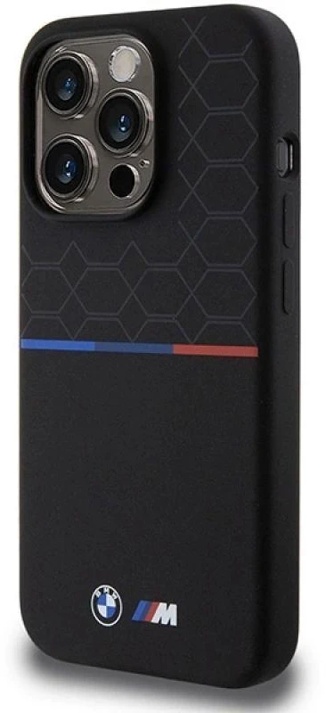 BMW BMHMP15L22SMPK Apple iPhone 15 Pro 6.1″ juodos spalvos kietas dėklas M Silicone Pattern MagSafe