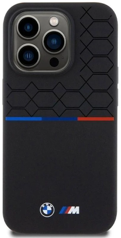 BMW BMHMP15L22SMPK Apple iPhone 15 Pro 6.1″ juodos spalvos kietas dėklas M Silicone Pattern MagSafe