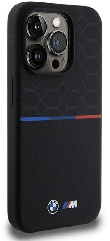 BMW BMHMP15L22SMPK Apple iPhone 15 Pro 6.1″ juodos spalvos kietas dėklas M Silicone Pattern MagSafe