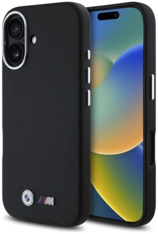 BMW BMHCP16S23 PMWK Apple iPhone 16 6.1″ juodos spalvos kietas dėklas M Smooth Full Wrapped Metal
