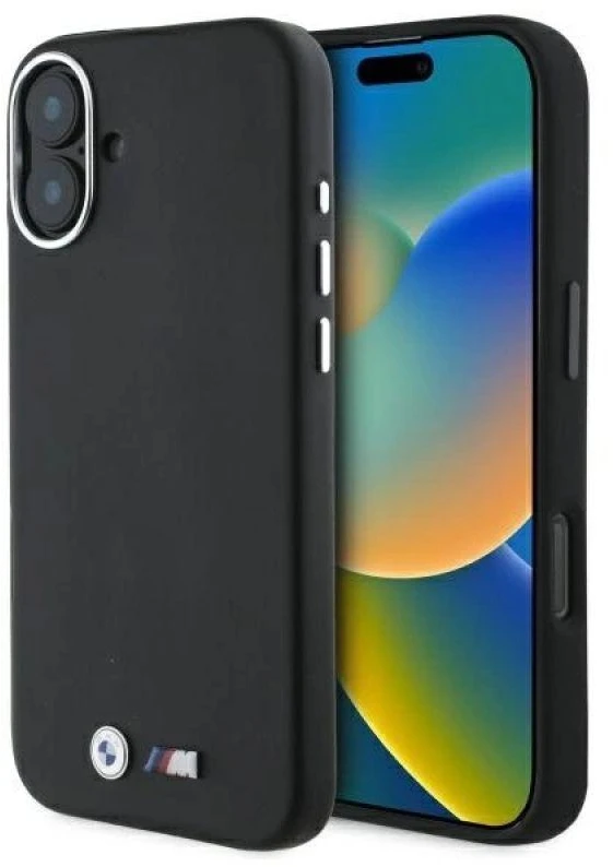 BMW BMHMP16M23 PMWK Apple iPhone 16 Plus 6.7″ juodos spalvos kietas dėklas M Smooth Full Wrapped Metal MagSafe