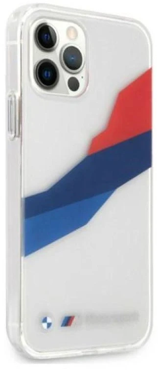 BMW BMHCP12LSKTGT Apple iPhone 12 Pro Max 6,7″ skaidrus kietas dėklas Motorsport Tricolor