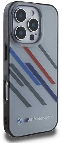 BMW Motosport IML Random Stripes Apple iPhone 16 Pro Max Case - dėklas telefonui pilkos spalvos