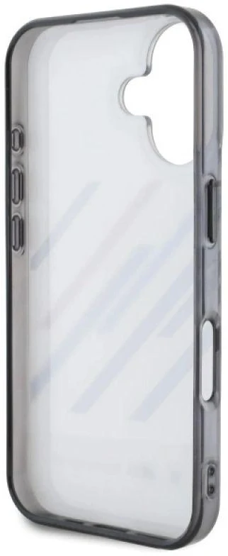 BMW BMHCP16M23HTRAG Apple iPhone 16 Plus 6.7″ pilkas kietas dėklas Motorsport IML Random Stripes