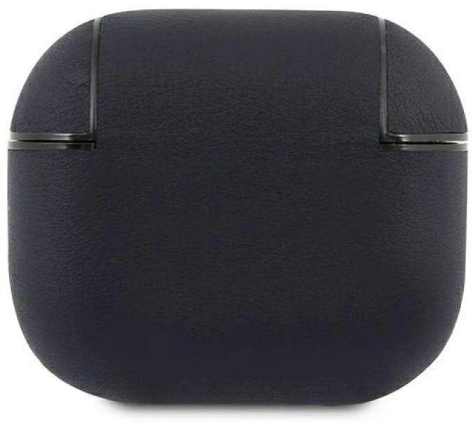 BMW natūralios odos dėklas su sidabriniu logotipu, skirtas AirPods 3 - Tamsiai mėlyna