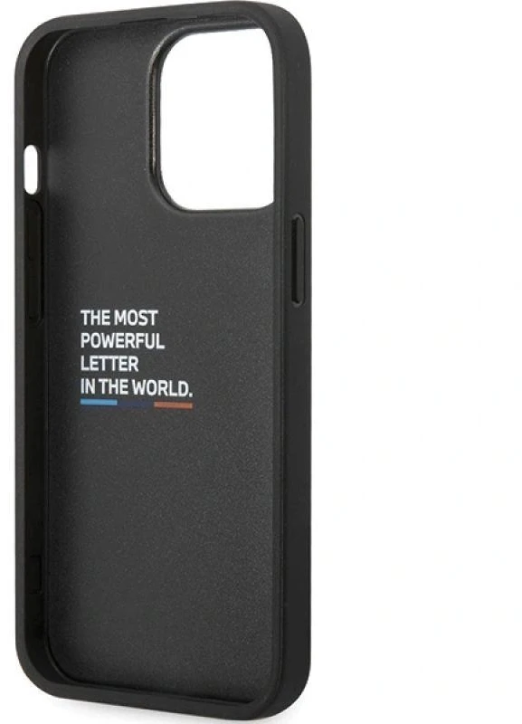 Dėklas BMW BMHCP13X22NBCK Apple iPhone 13 Pro Max 6.7″ juodos spalvos kietas dėklas Leather Carbon