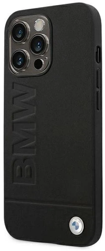Dėklas BMW Leather Stamp Case for iPhone 14 Pro - Juodas