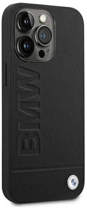 Dėklas BMW Leather Stamp Case for iPhone 14 Pro - Juodas