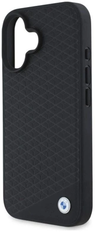 BMW BMHMP16S23RDDK Apple iPhone 16 6.1″ juodos spalvos kietas dėklas Sign Leather Diamond Metal Logo MagSa