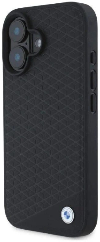 BMW BMHMP16S23RDDK Apple iPhone 16 6.1″ juodos spalvos kietas dėklas Sign Leather Diamond Metal Logo MagSa